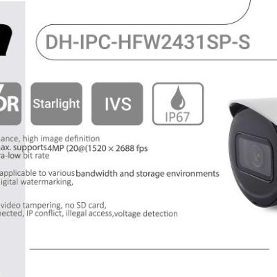 دوربین مداربسته بالت تحت شبکه داهوا مدل DH-IPC-HFW2431SP-S-S2